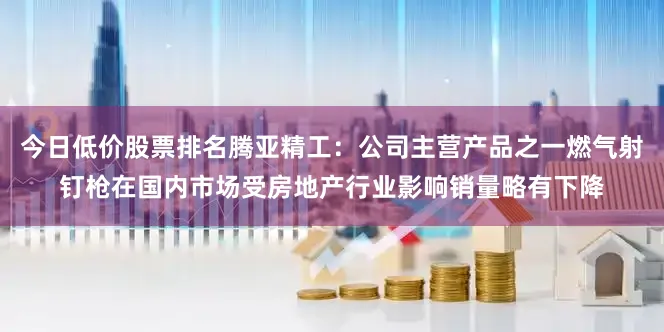 今日低价股票排名腾亚精工：公司主营产品之一燃气射钉枪在国内市场受房地产行业影响销量略有下降
